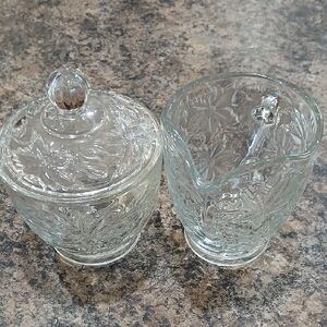 Clear Glass Sugar and Creamer Set